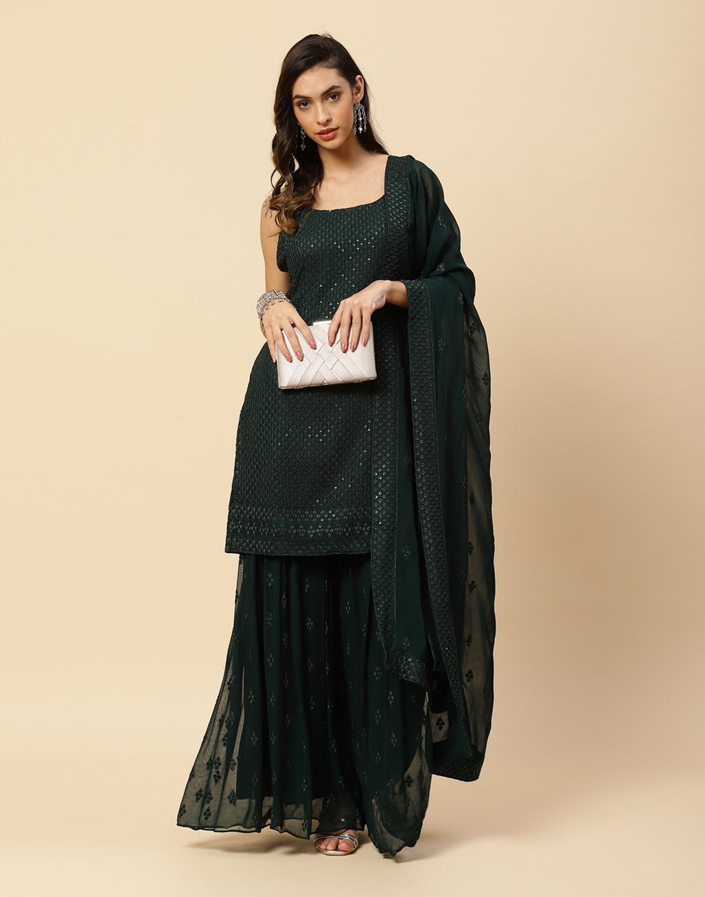 Embroidered Georgette Salwar Kameez Stitched Suit With Dupatta