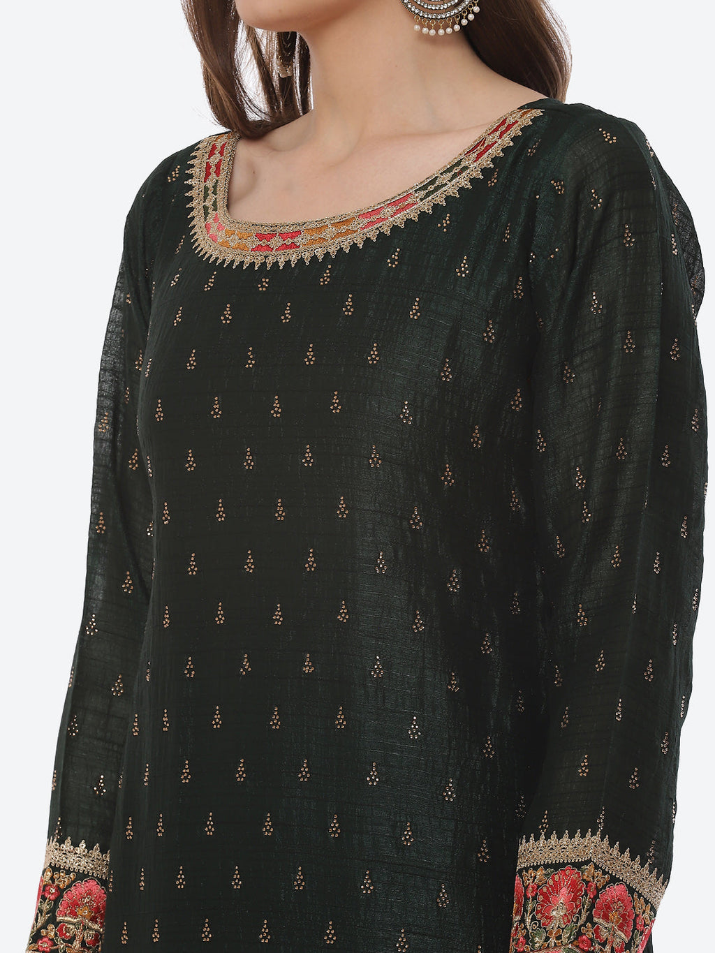 Zari Booti Art Handloom Kurta With Pant Art Silk Dupatta