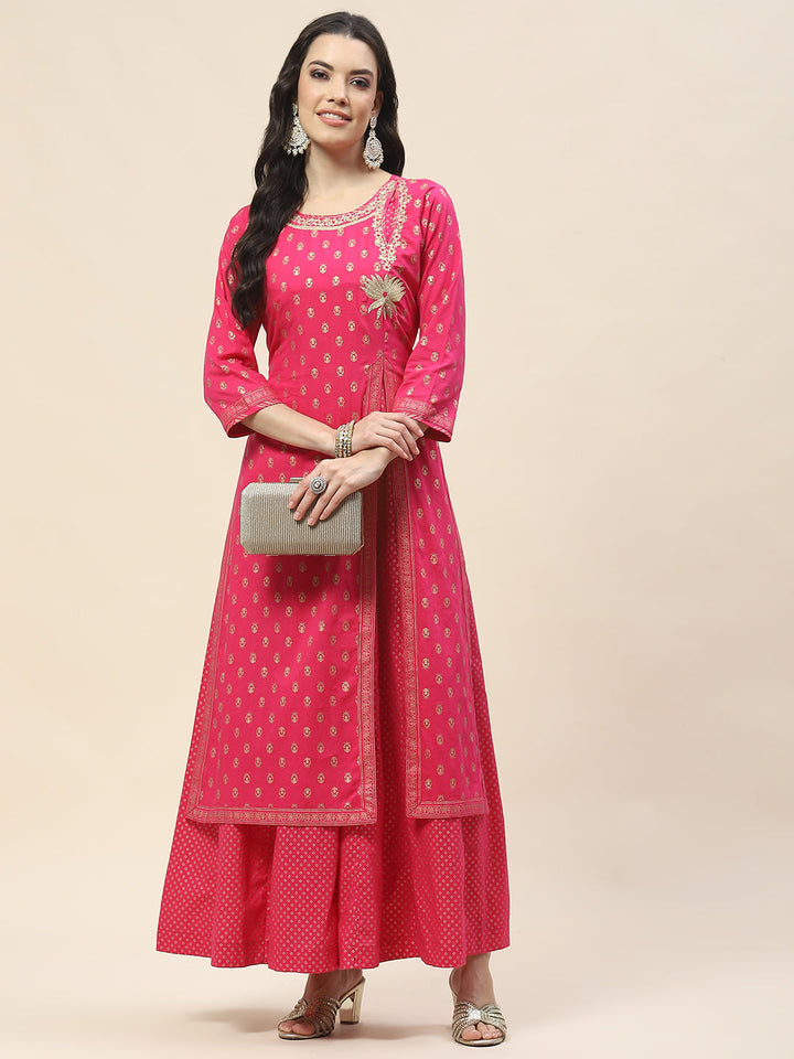 Embroidered Cotton Anarkali Kurta
