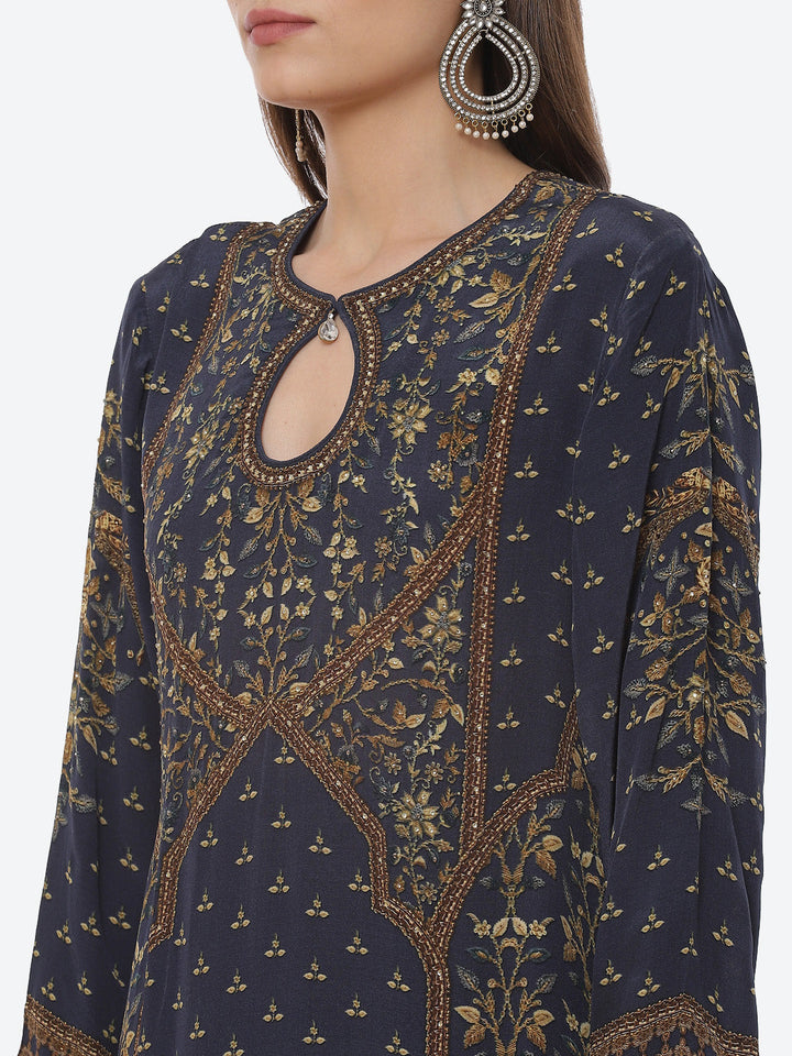 Digital Printed Crepe Kurta With Sharara &amp; Georgette Dupatta