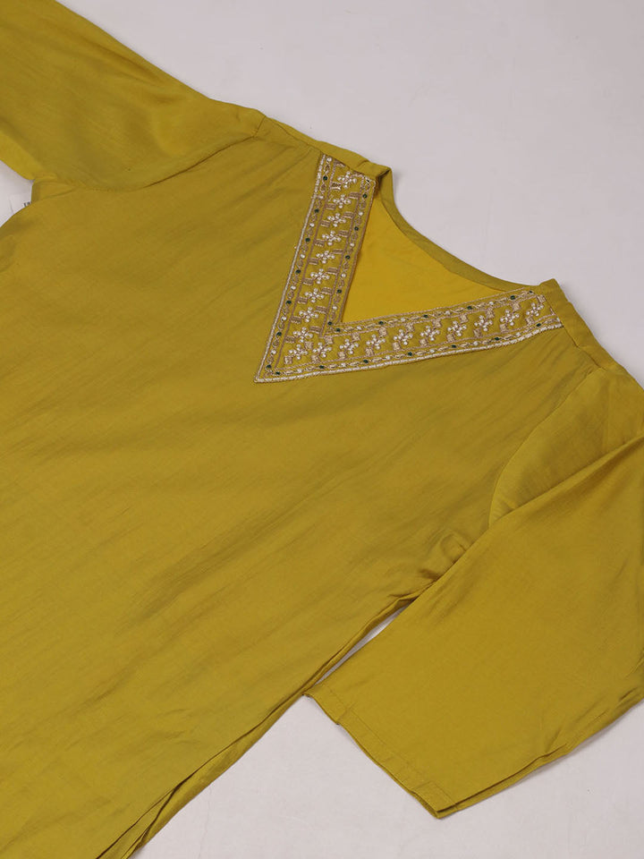 Embroidery Work Chanderi Kurta With Pant