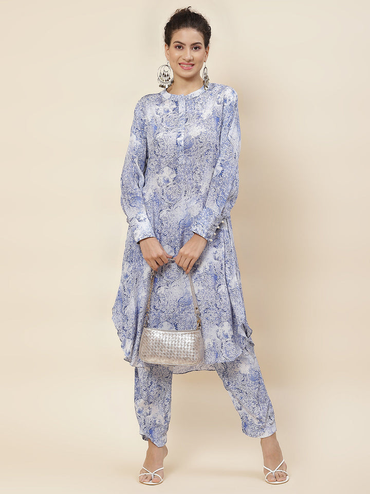 Printed Crepe Kurta With Pants