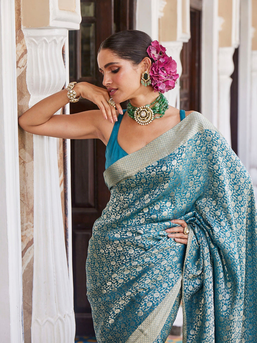 Brocade Crepe Plain Saree