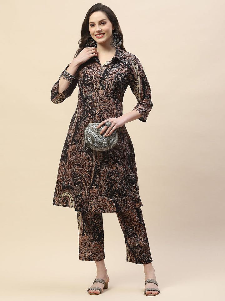 Paisley Printed Cotton Kurta With Pants