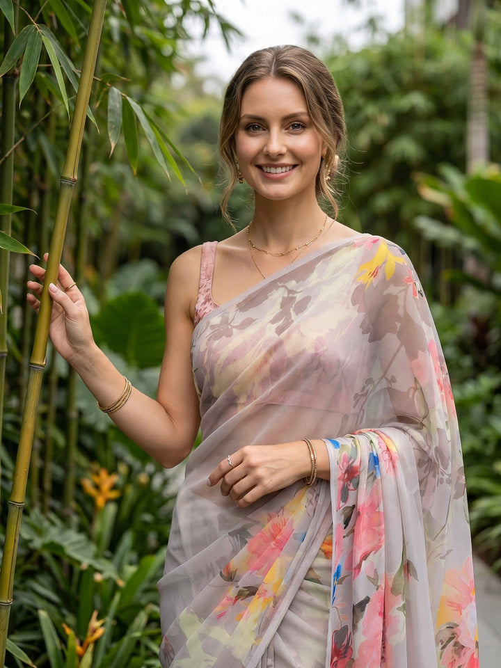 Digital Print Chiffon Saree