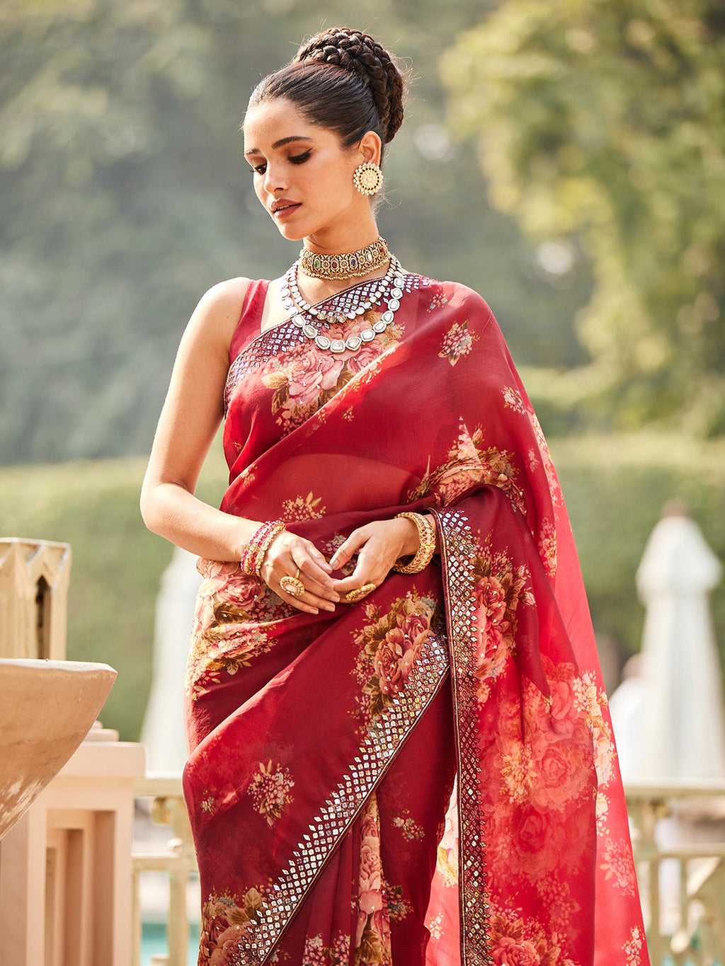 Printed Organza Kora Saree