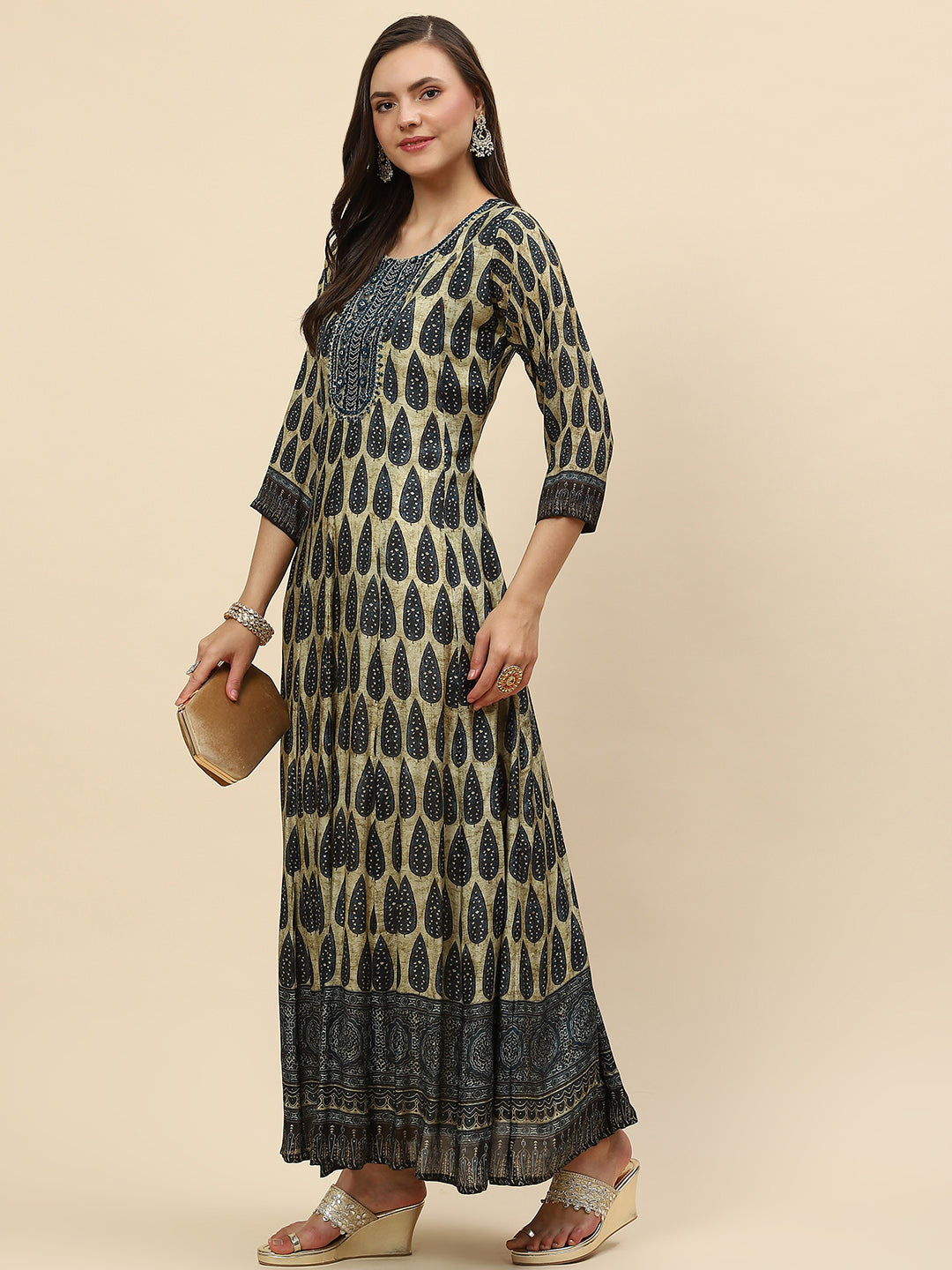 Printed Muslin Flared Kurta