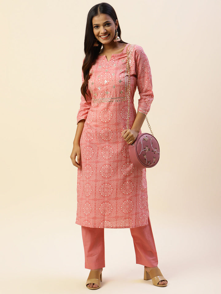 Printed Cotton Kurta With Pants