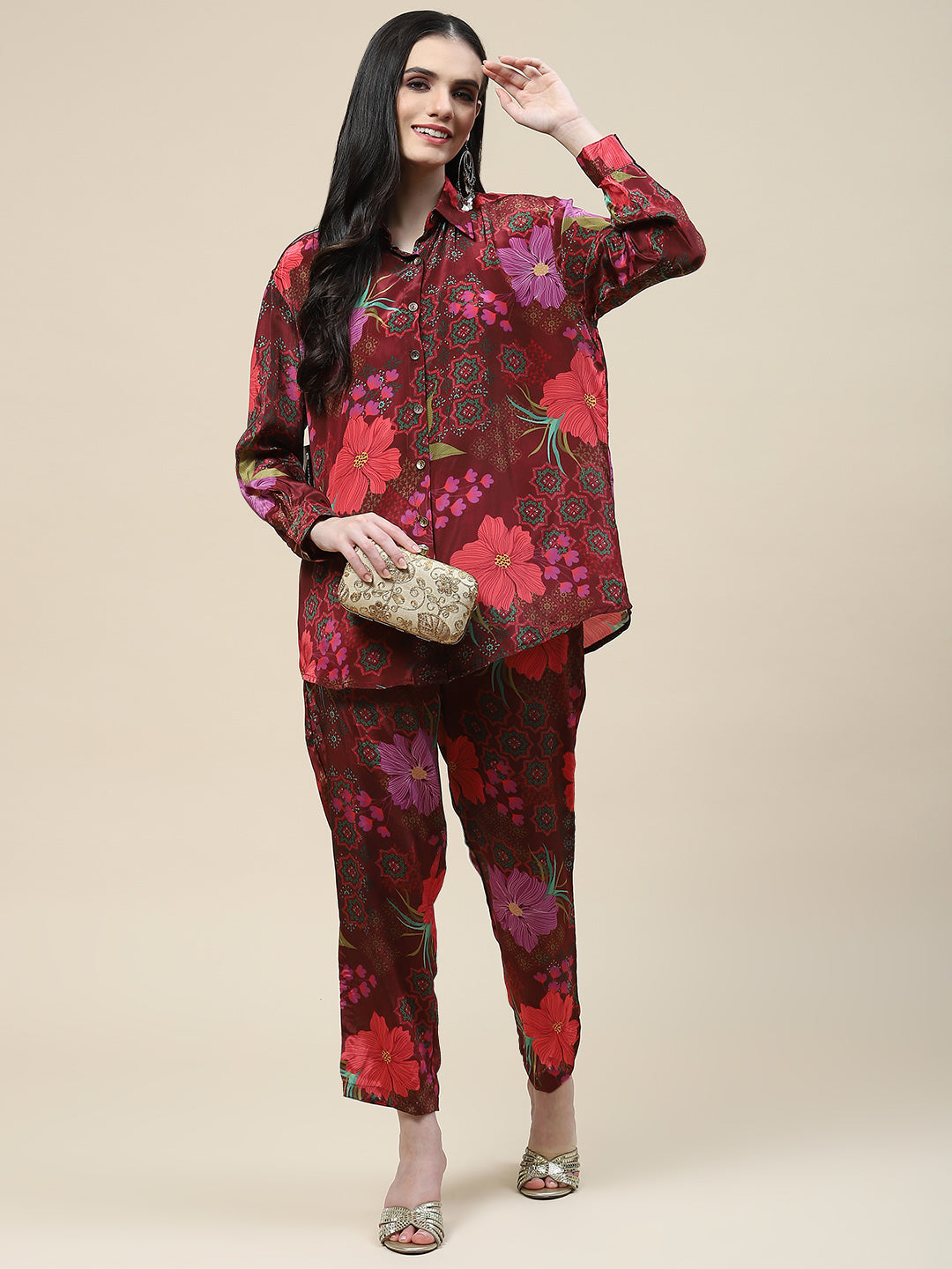 Printed Crepe Kurti With Pants