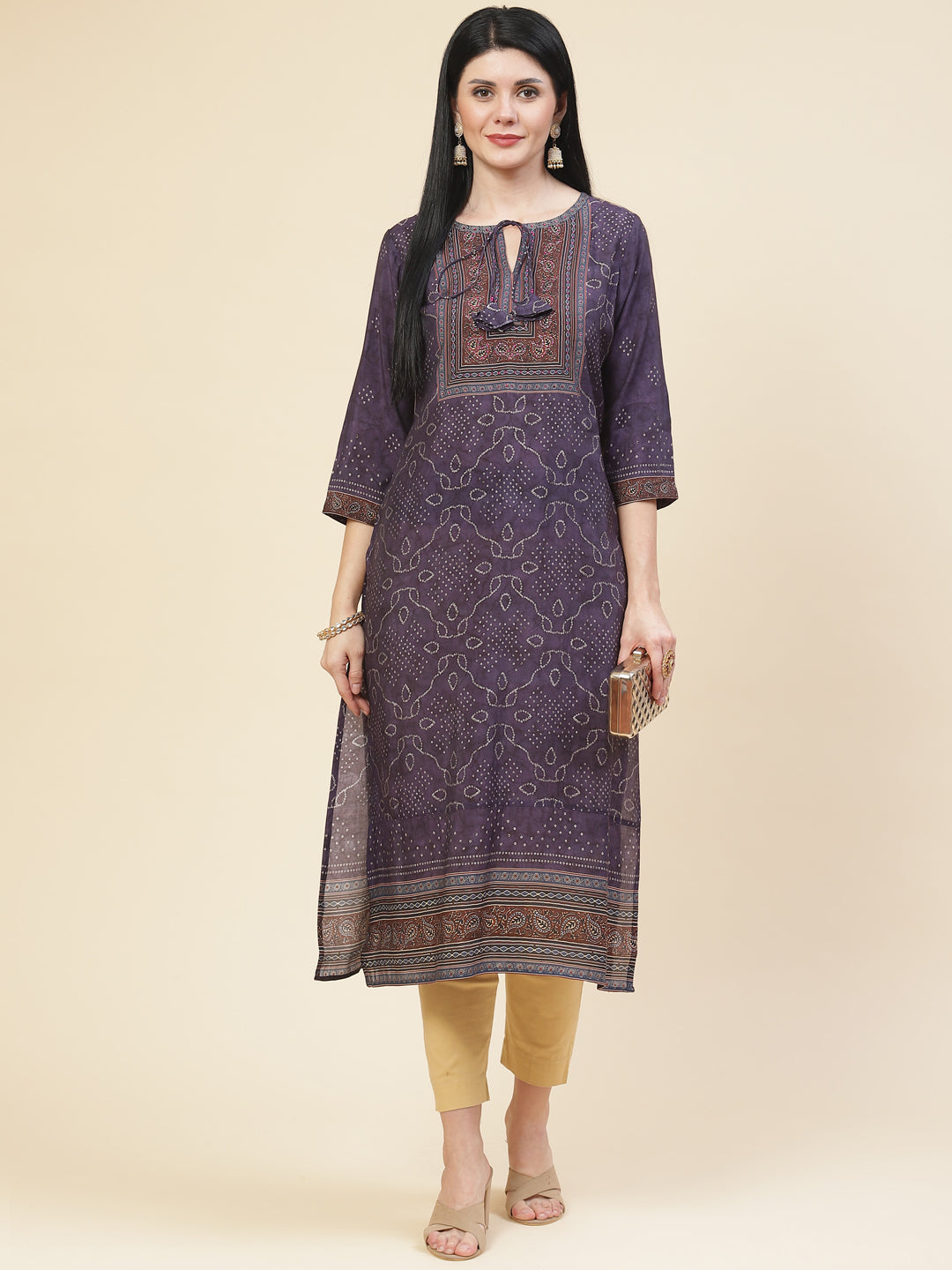 Bandhani Printed Crepe Kurta