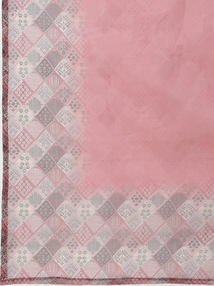 Neck Embroidered Chanderi Unstitched Suit Piece With Dupatta