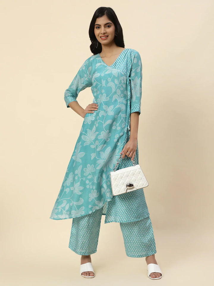 Floral Printed Muslin Kurta With Pants