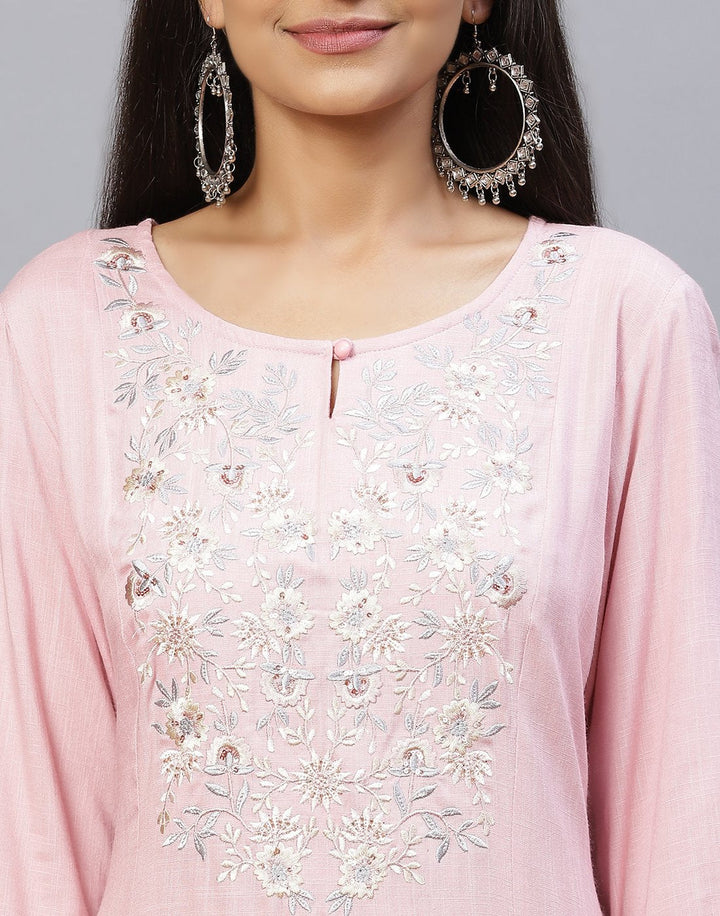 Cotton Embroidered Plain Kurti