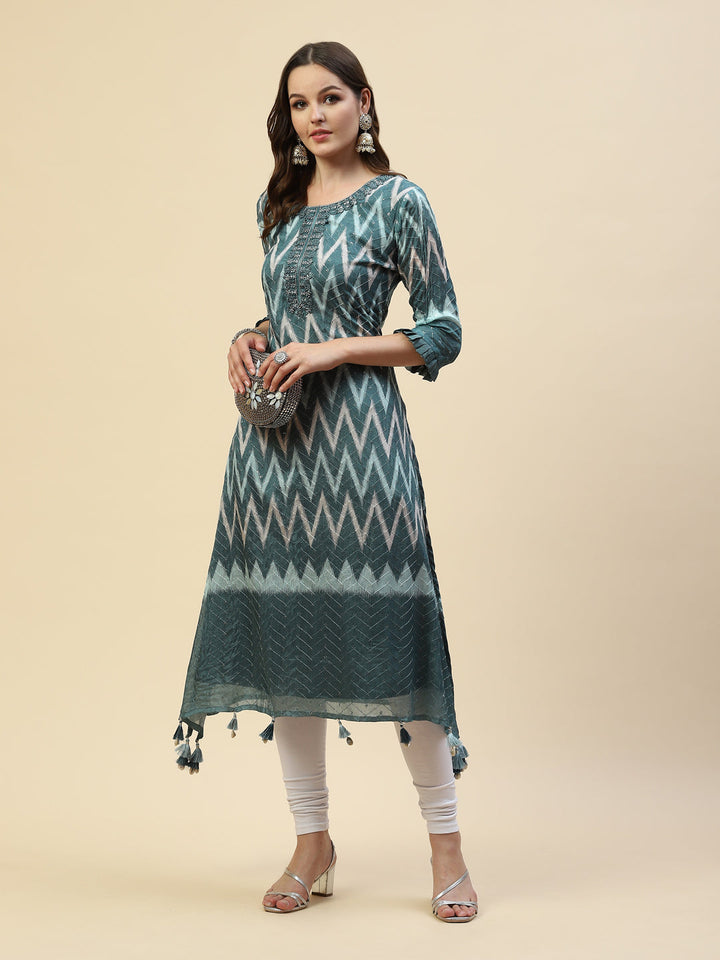 Resham Mirror Chiffon Kurta