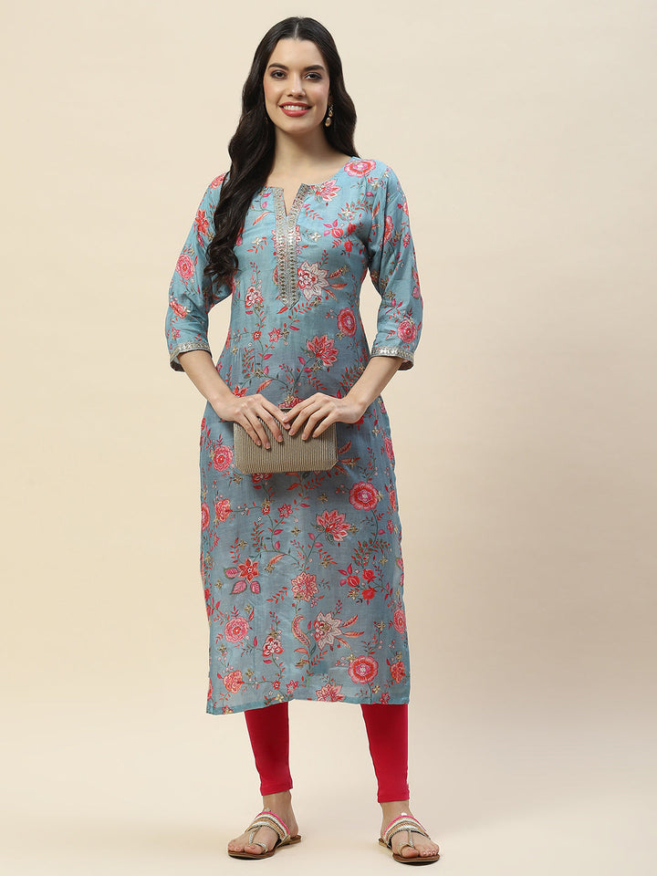 Gota Work Printed Muslin Kurta