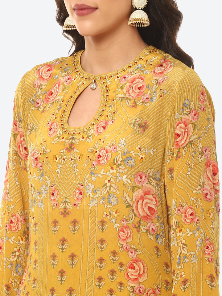Digital Printed Crepe Kurta With Palazzo &amp; Georgette Dupatta