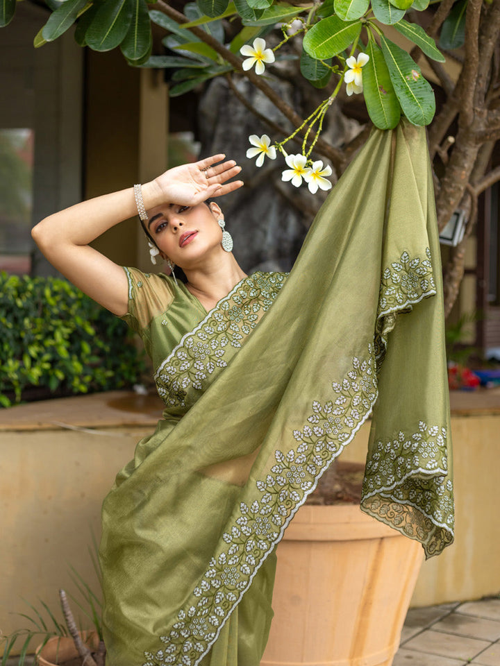Embroidered Net Saree