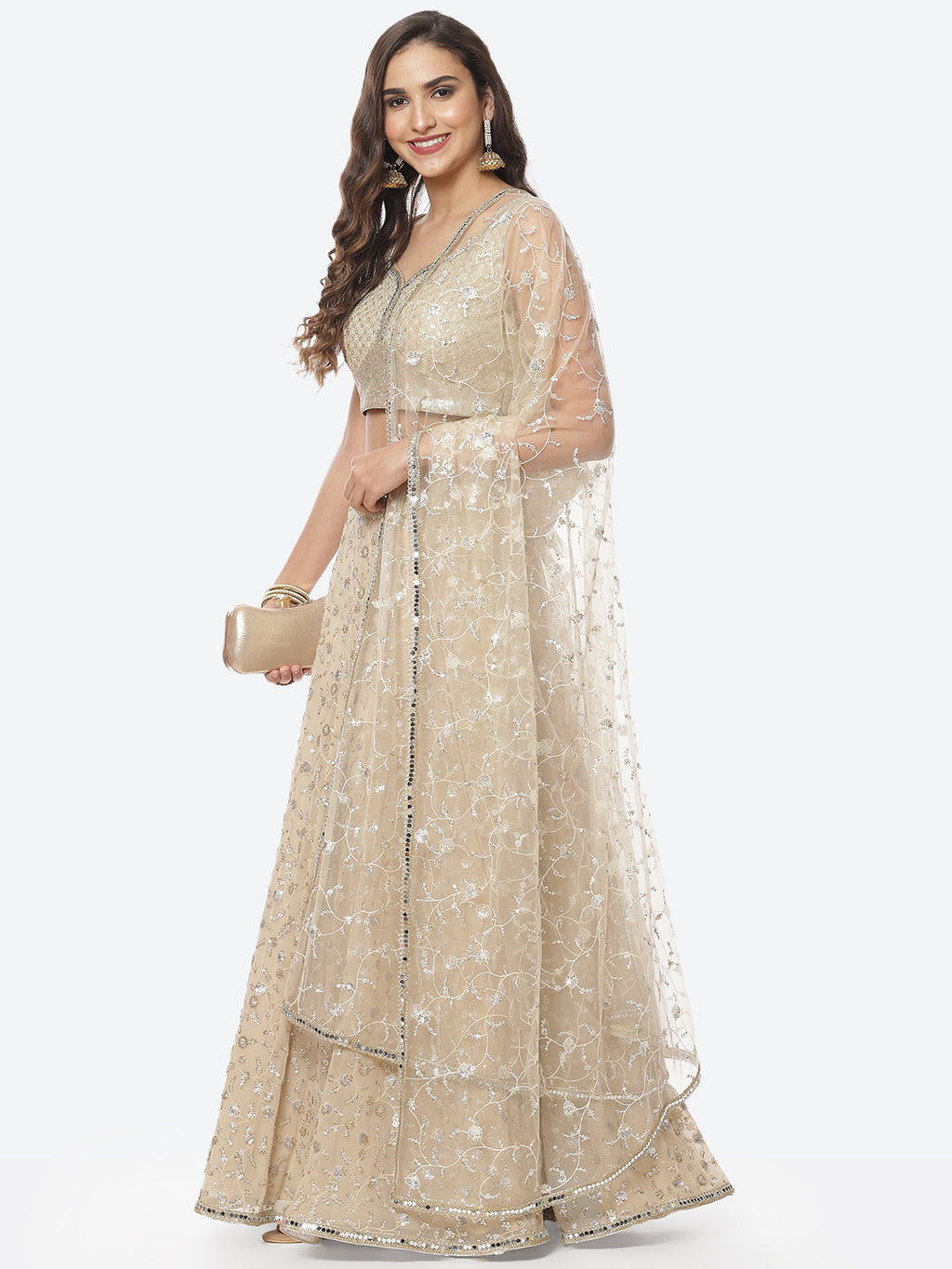 Embroidered Georgette Lehenga Choli With Net Dupatta