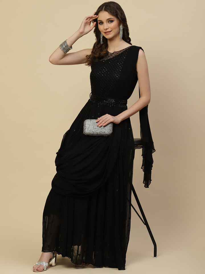 Resham Booti Georgette Gown Dress