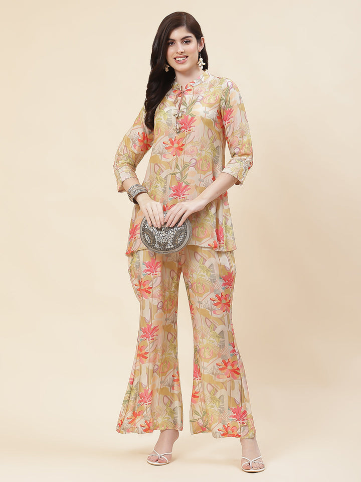 Floral Printed Muslin Kurti With Pants