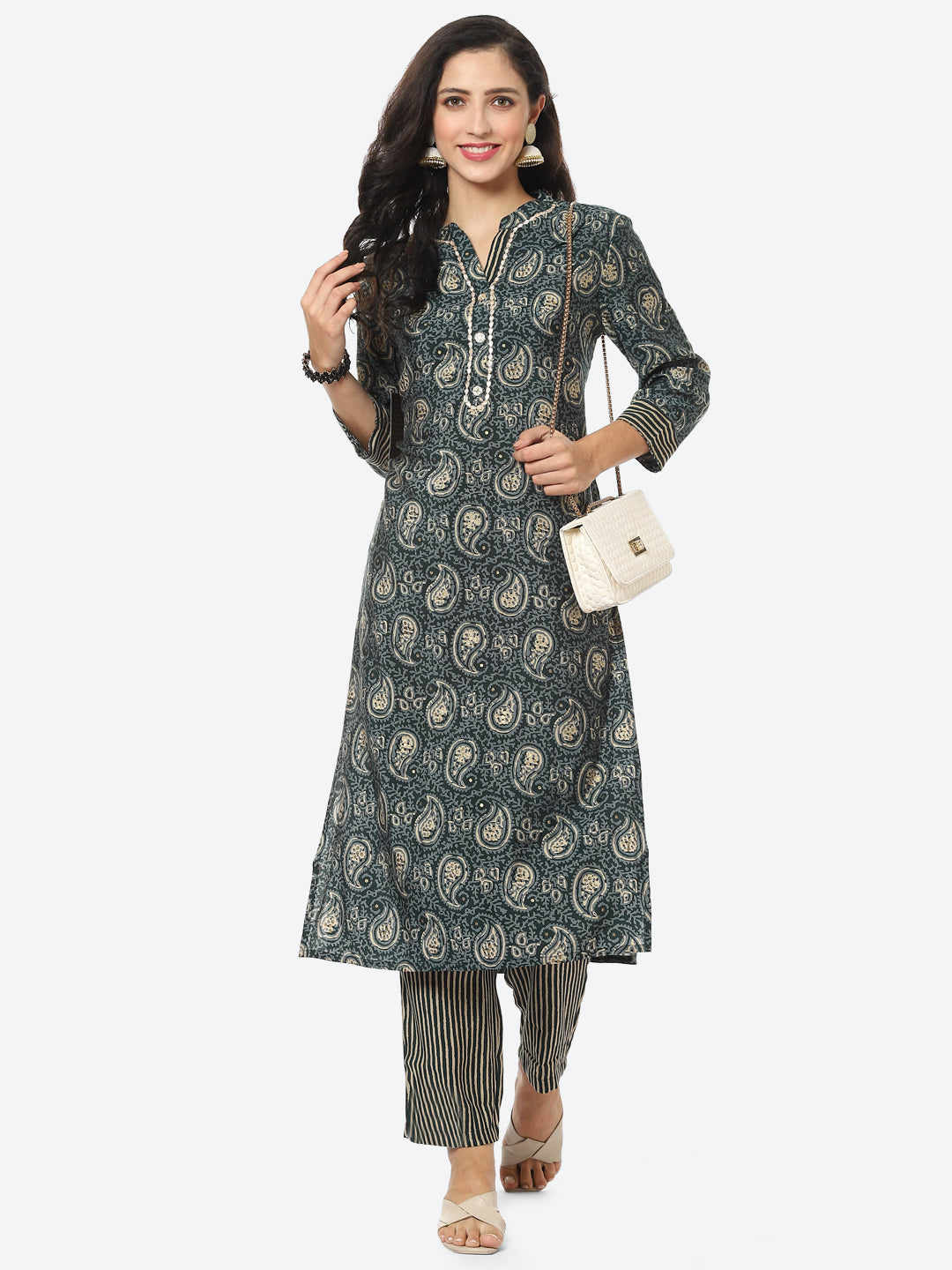 Paisley Printed Muslin Kurti With Pant