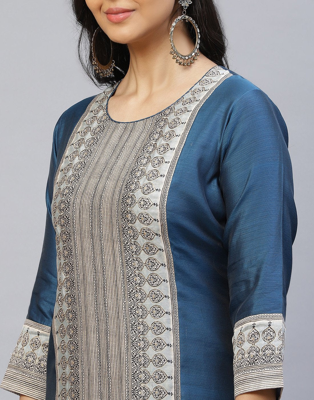 Chanderi Printed Kurti Pant Set