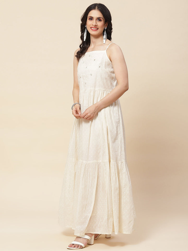 Embroidered Cotton Gown With Jacket