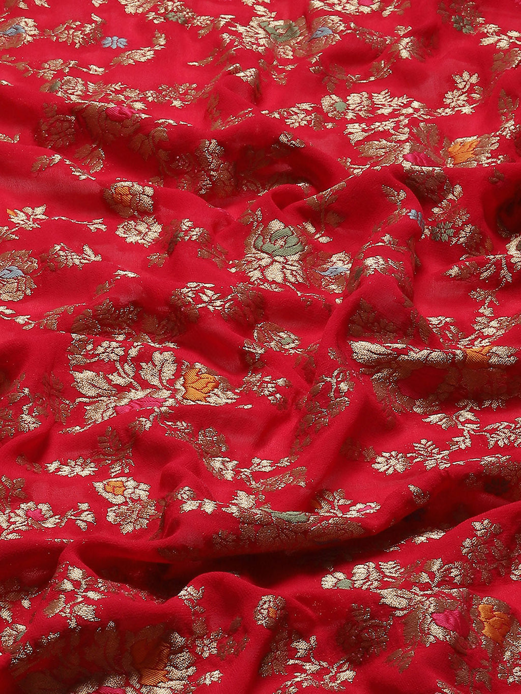 Floral Zari Jaal Georgette Plain Saree