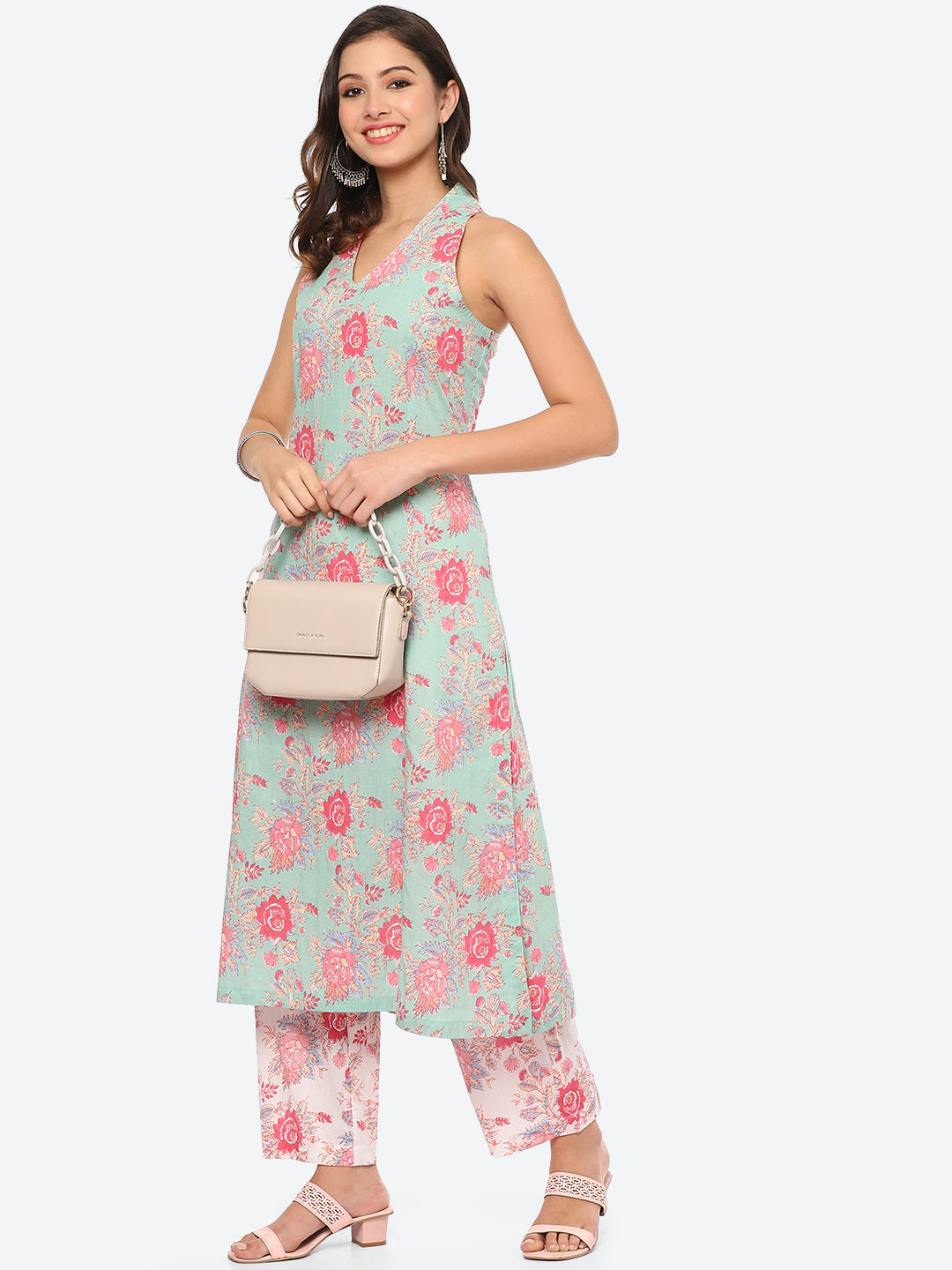 Floral Printed Cotton Kurta With Pant