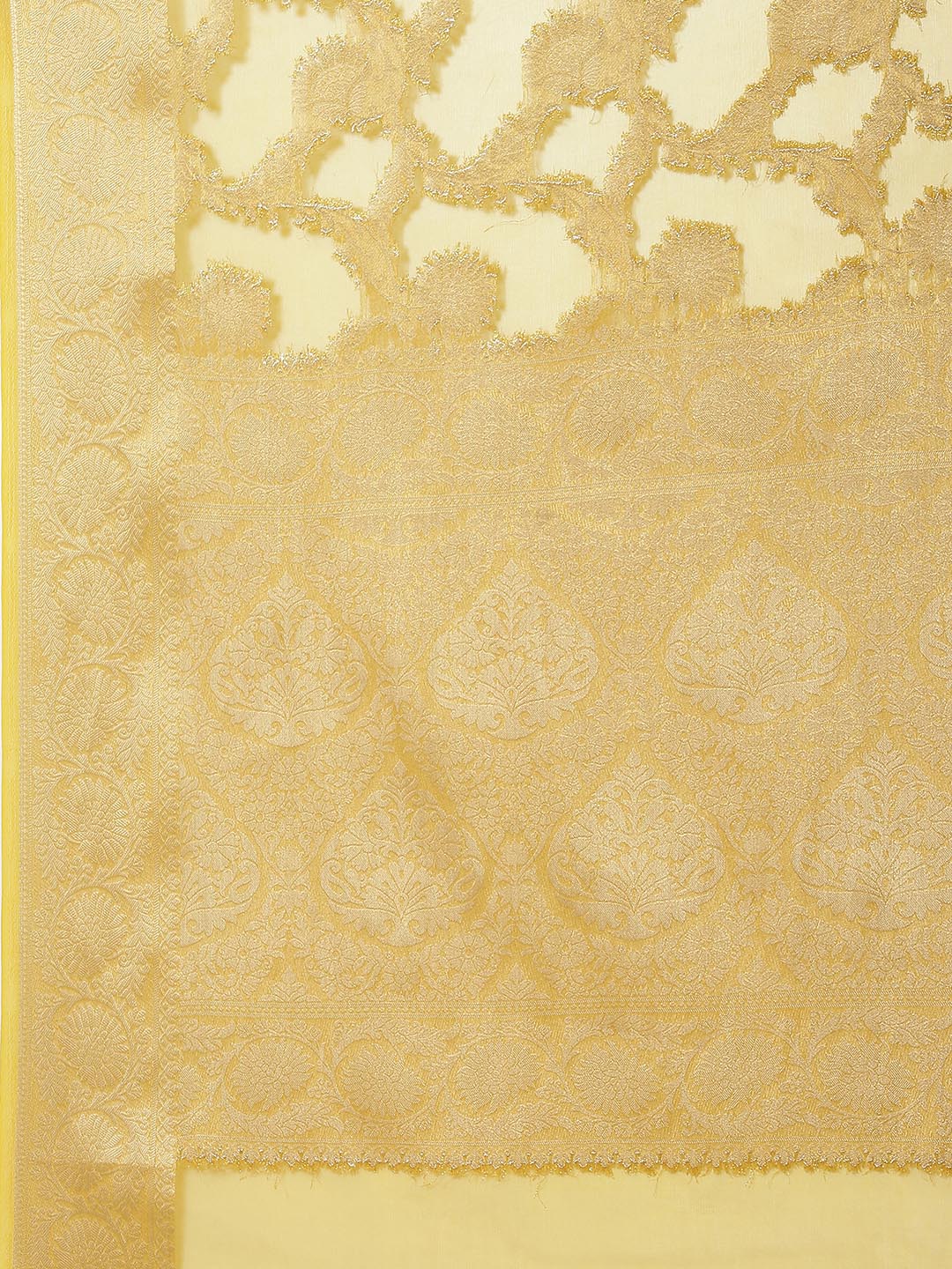 Floral Zari Jaal Organza Plain Saree
