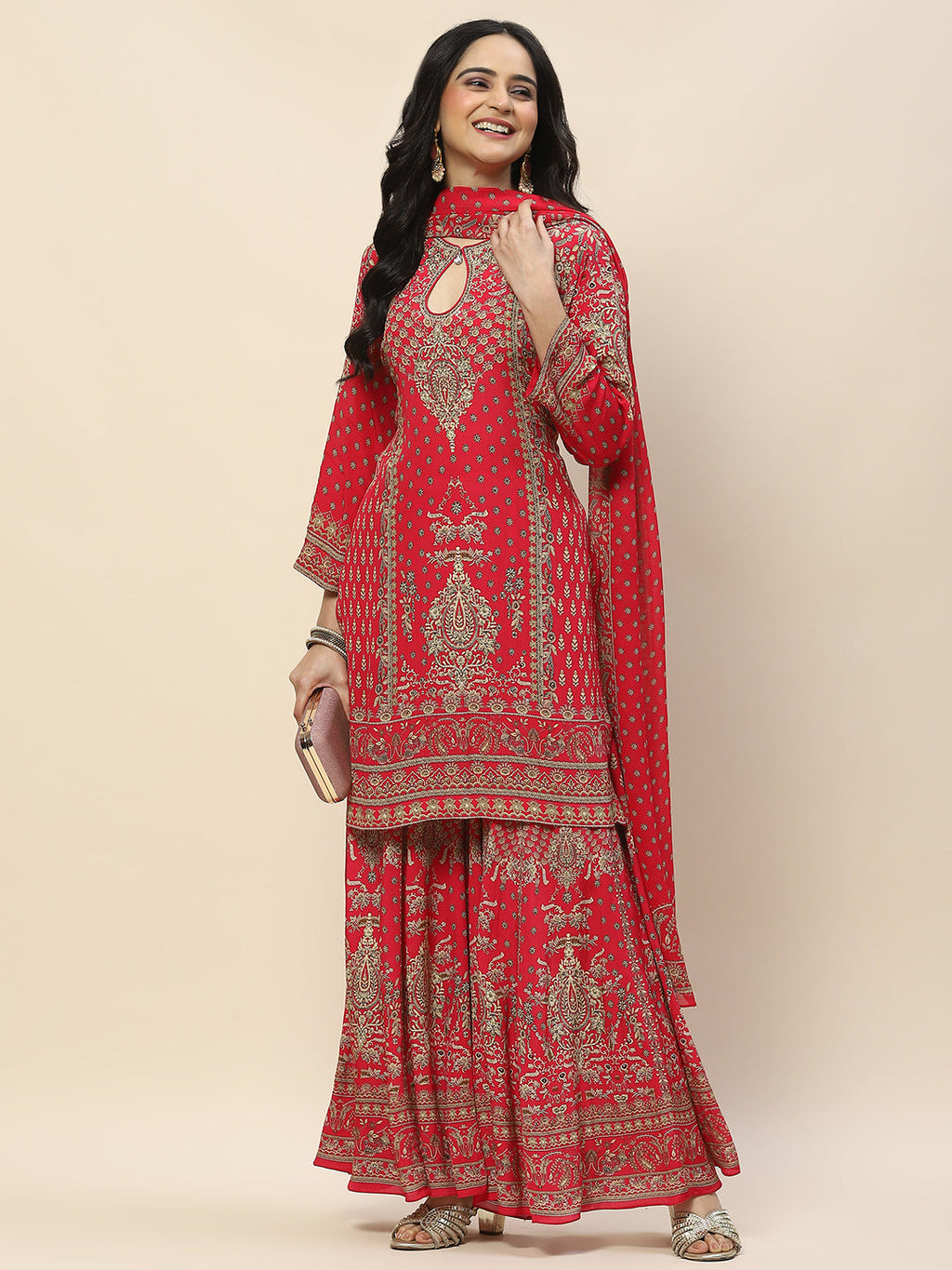 Digital Print Crepe Suit Set With Dupatta
