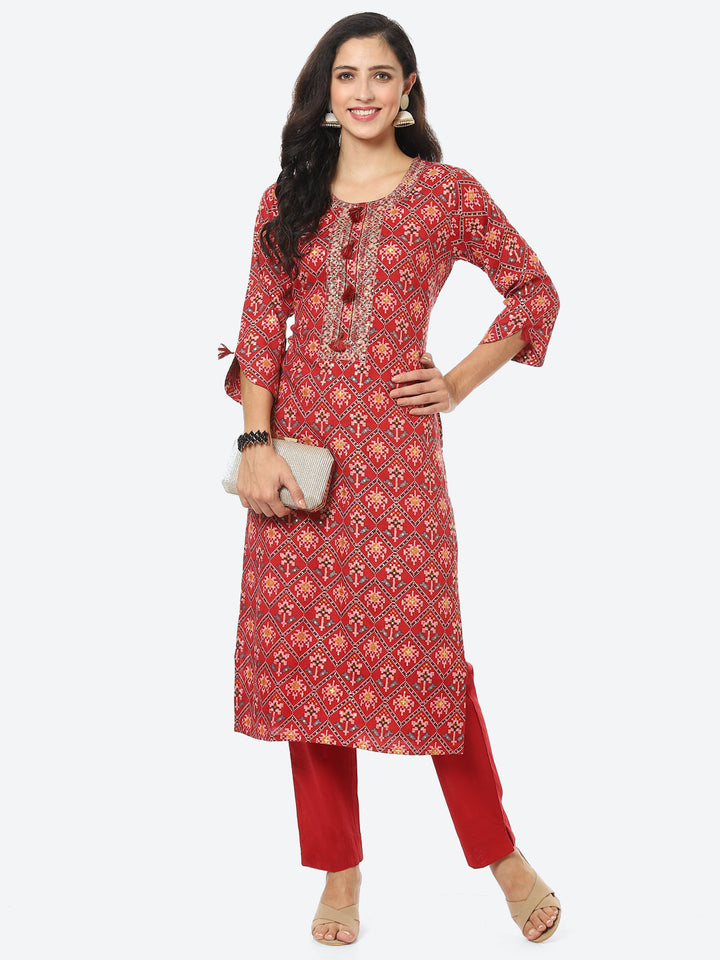 Printed Cotton Kurti With Pant