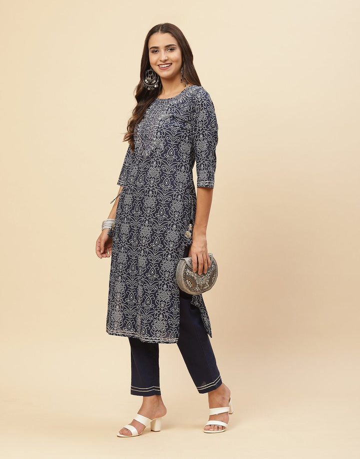 Embroidered Cotton Kurti With Pant