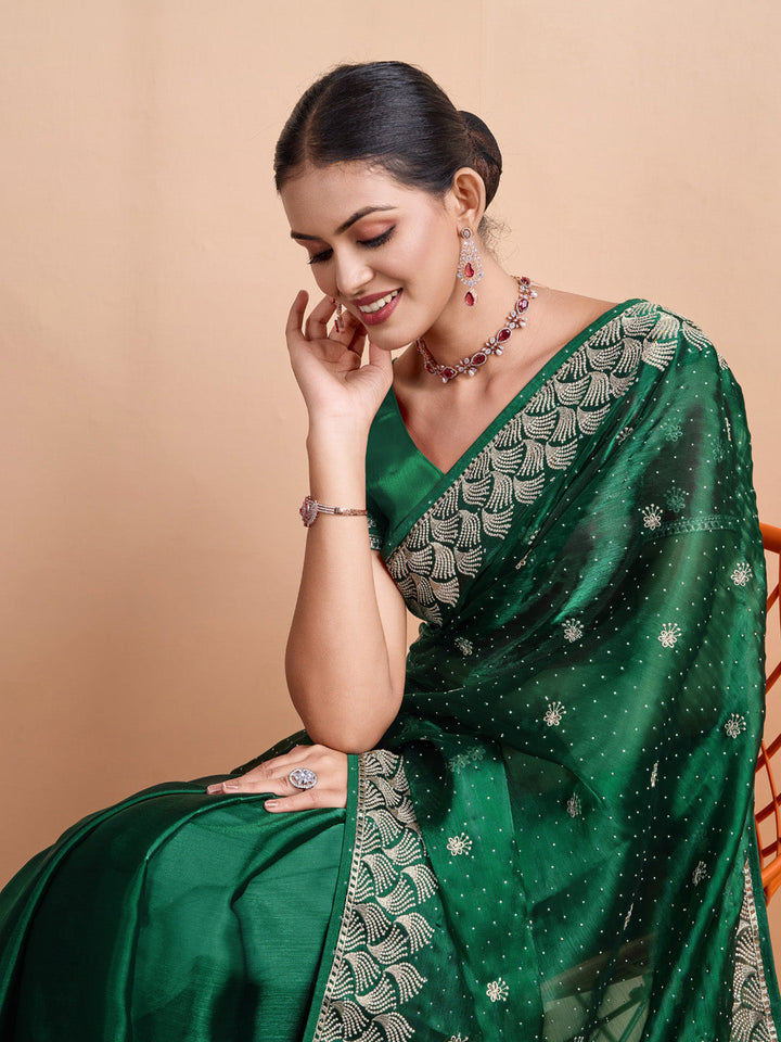 Embroidered Linen Blend Saree