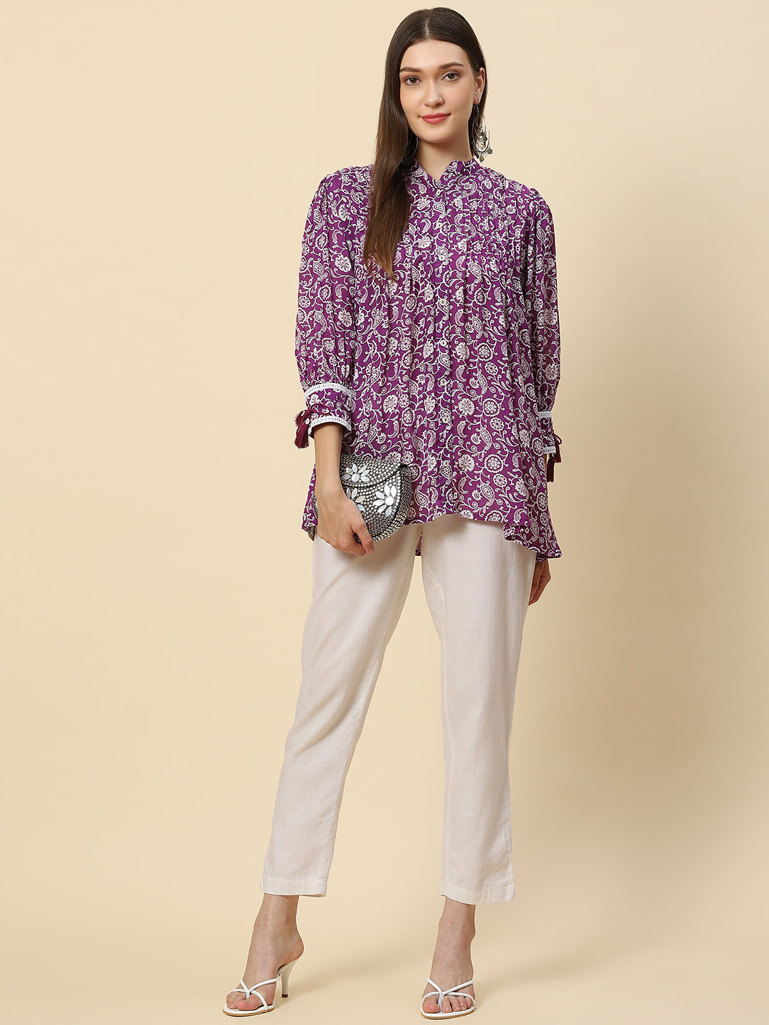 Floral Printed Muslin Kurta