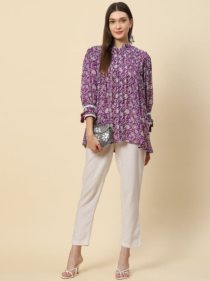 Floral Printed Muslin Kurta