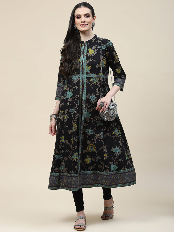 Floral Printed Cotton Kurta With Inner