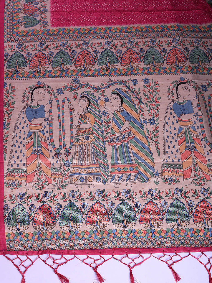 Printed Tussar Silk Saree