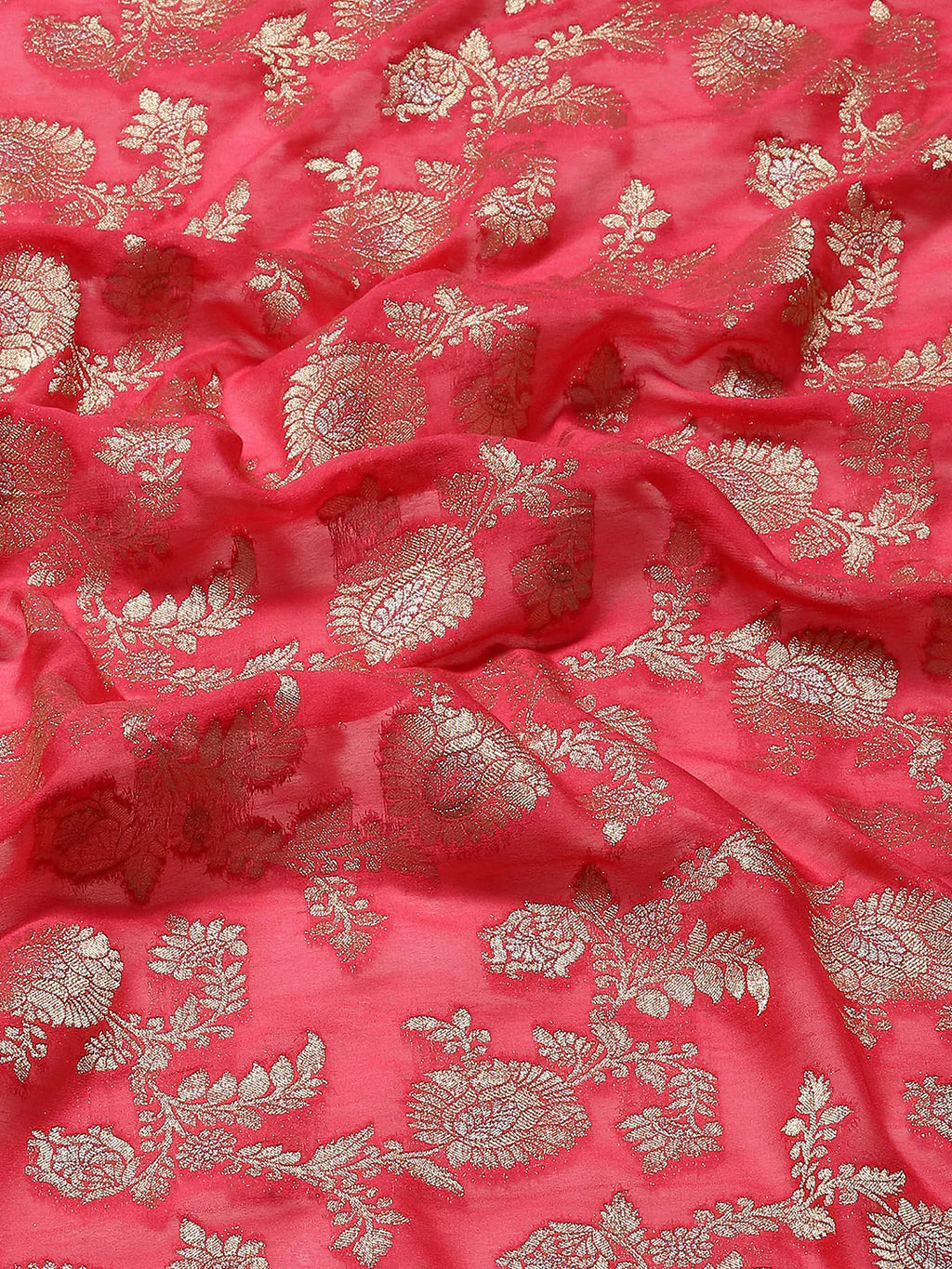 Floral Zari Jaal Georgette Plain Saree