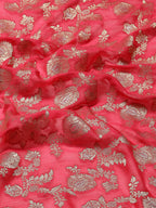 Floral Zari Jaal Georgette Plain Saree