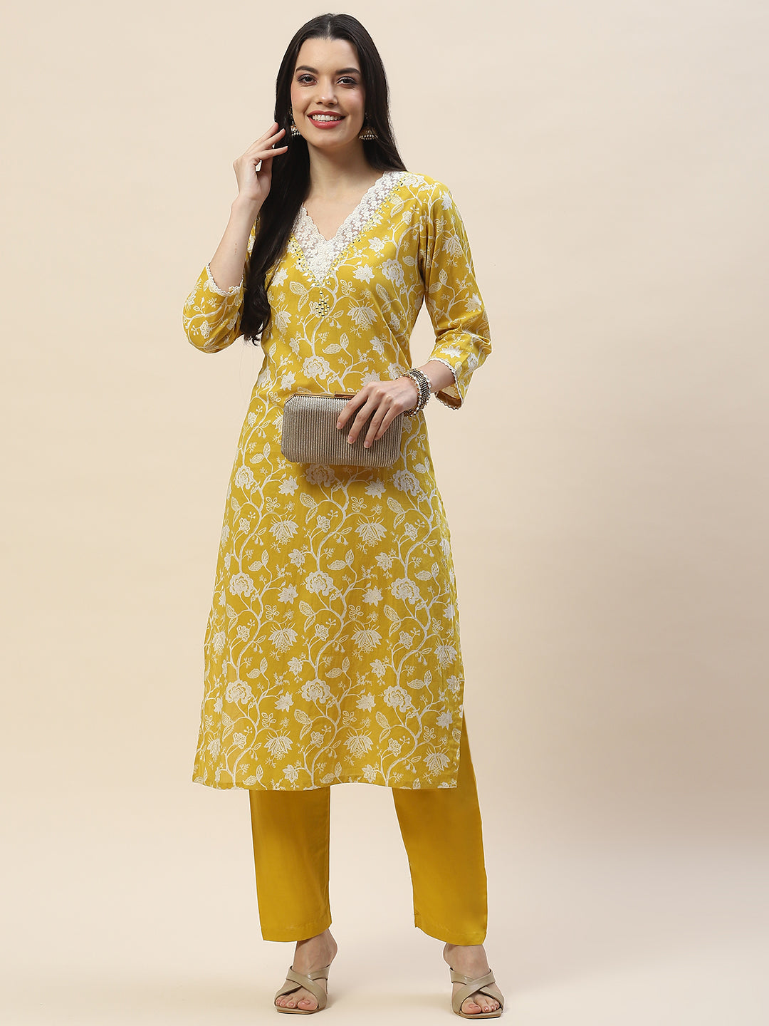Printed Muslin Kurta With Pants