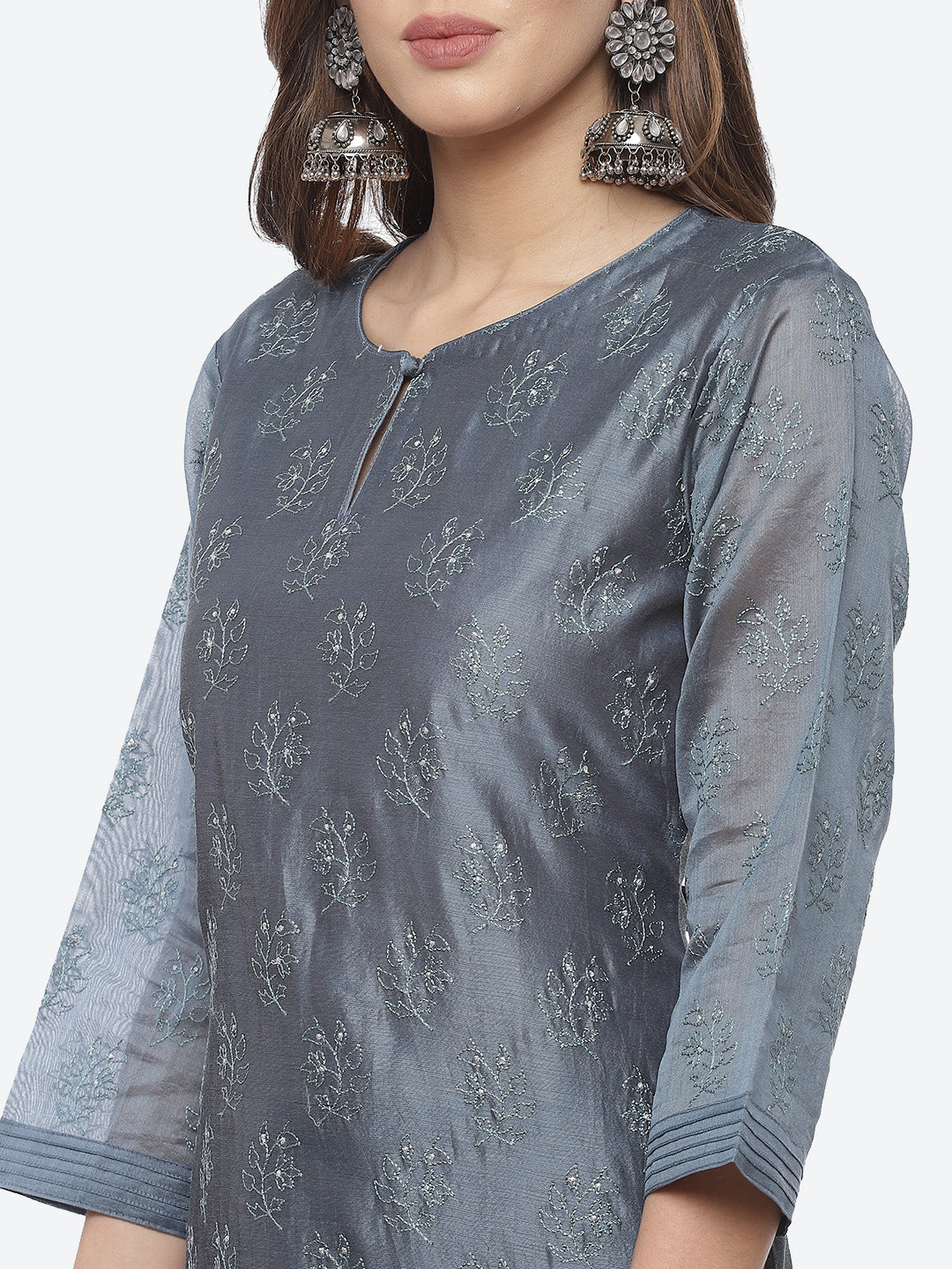 Booti Cotton Stitched Salwar Kameez With Chanderi Dupatta