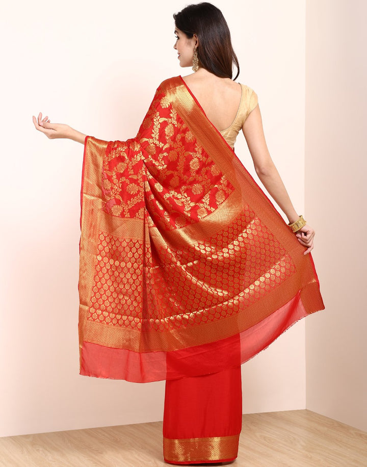 Red Art Crepe Saree