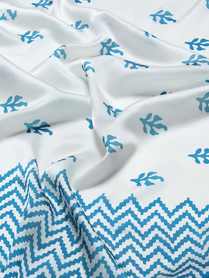Block Printed Satin Saree - Meena bazaar