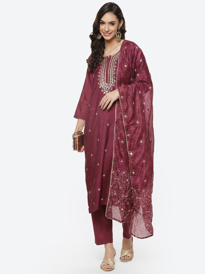 Printed Cotton Kurti With Pant And Dupatta