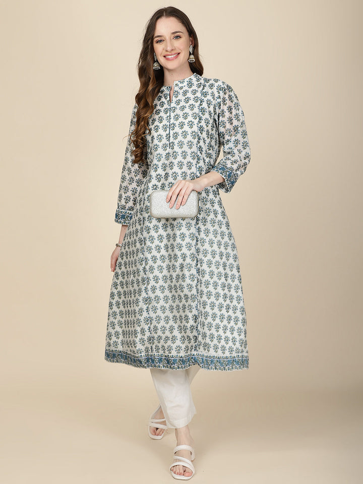 Floral Printed Cotton Kurta With Pants