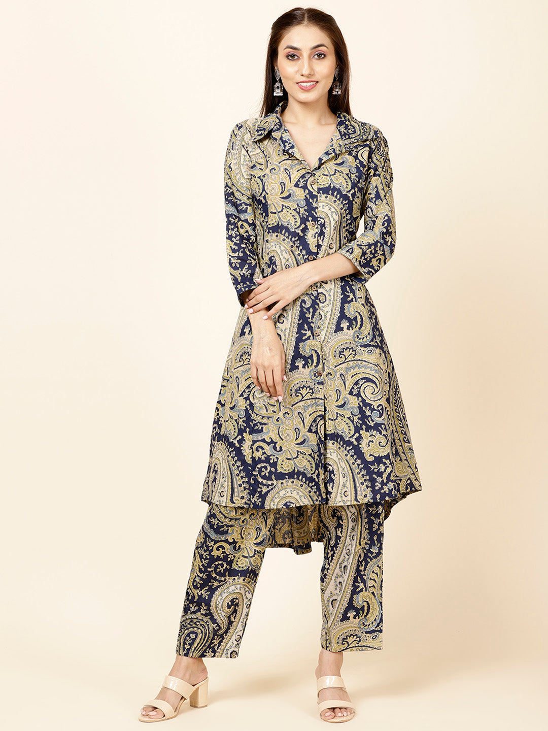 Paisley Printed Cotton Kurta With Pants