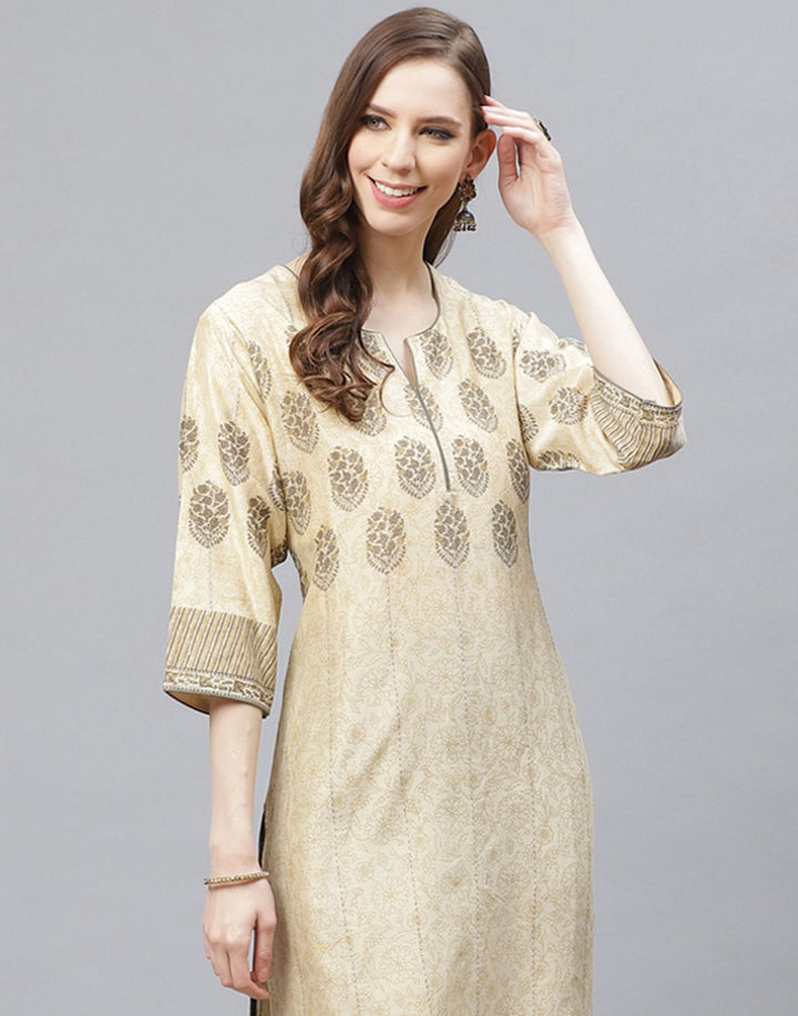 Beige Chanderi Kurta
