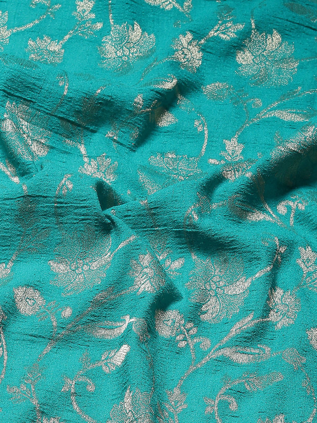 Floral Zari Jaal Tussar Plain Saree
