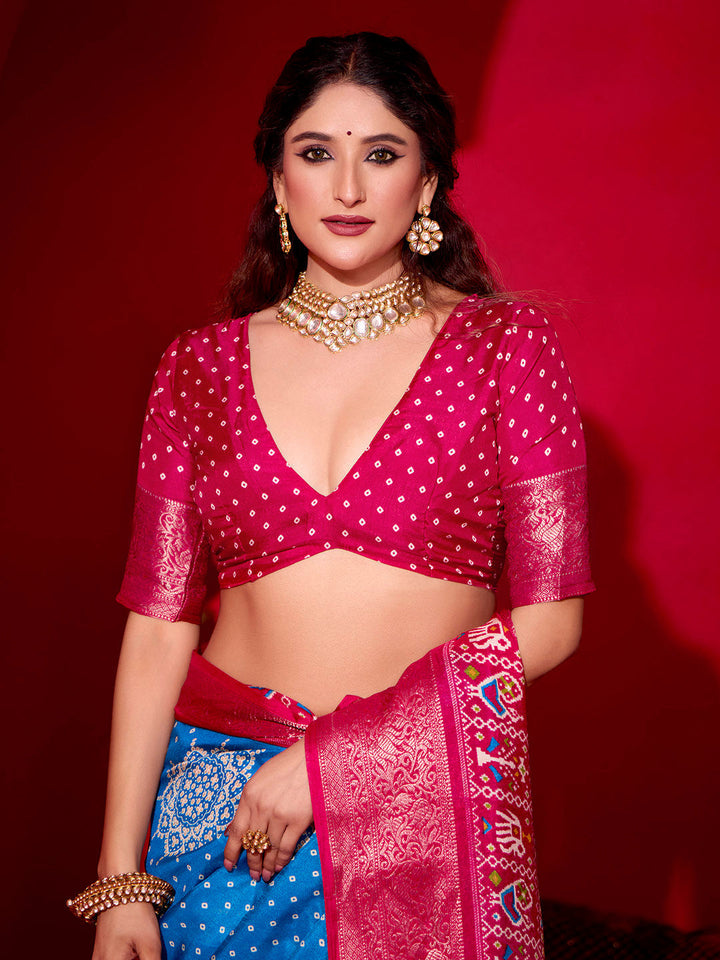 Bandhani Printed Art Silk Saree